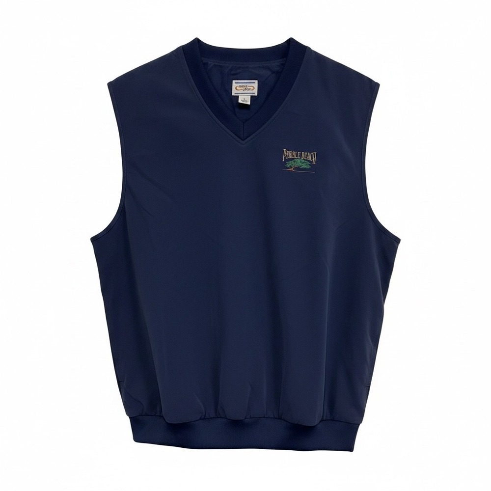Crazy Shirts Pebble Beach Men's L Navy Blue Golf Wind Vest Pullover NWT